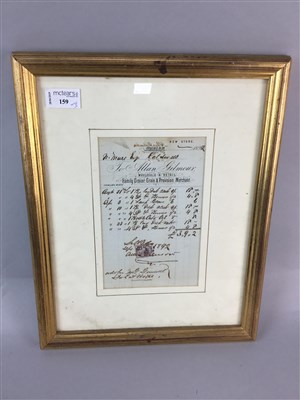 Lot 159 - A LOT OF THREE FRAMED INVENTORIES AND INVOICES RELATING TO HALL OF CAULDWELL