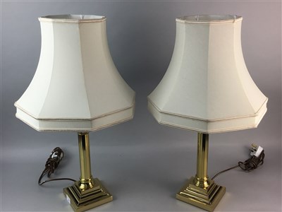 Lot 340 - A PAIR OF BRASS TABLE LAMPS