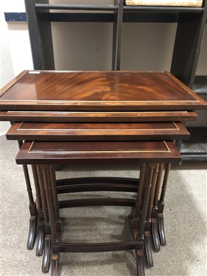 Lot 330 - A LOT OF TWO MAHOGANY NESTS OF TABLES