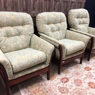 Lot 333 - A LOT OF THREE MODERN UPHOLSTERED ARMCHAIRS