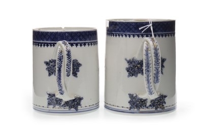 Lot 1129 - A SET OF TWO 20TH CENTURY CHINESE ARMORIAL MUGS