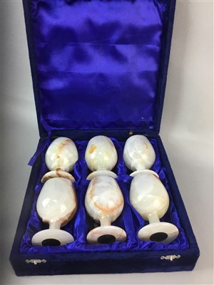 Lot 168 - A BOHEMIAN ART GLASS BOWL, A CASED SET OF ALABASTER GLASSES AND BUTLER AND WILSON COSTUME JEWELLERY