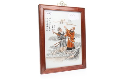 Lot 83 - A LOT OF TWO PAIRS OF CHINESE CERAMIC PANELS