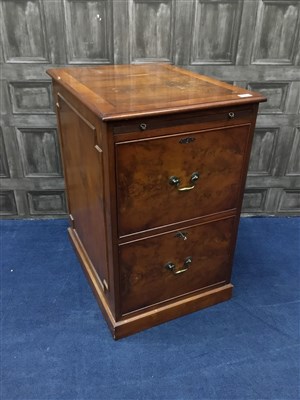 Lot 369 - A MODERN YEW WOOD TWO DRAWER FILING CABINET