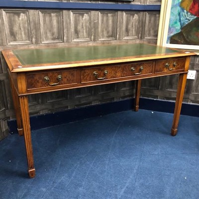Lot 248 - A REPRODUCTION YEW WOOD WRITING TABLE
