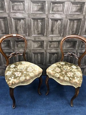 Lot 374 - A PAIR OF VICTORIAN ROSEWOOD BALLOON BACK CHAIRS