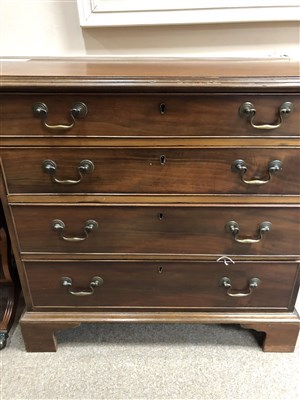 Lot 384 - A MAHOGANY CHEST OF FOUR DRAWERS