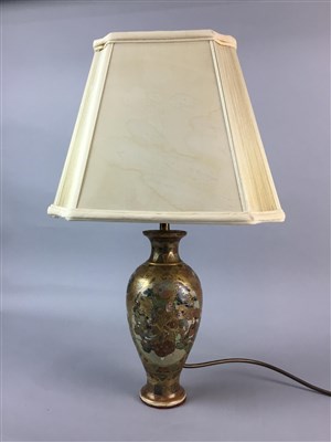Lot 185 - A LOT OF TWO BRASS TABLE LAMPS AND A CHINESE VASE CONVERTED TO A TABLE LAMP