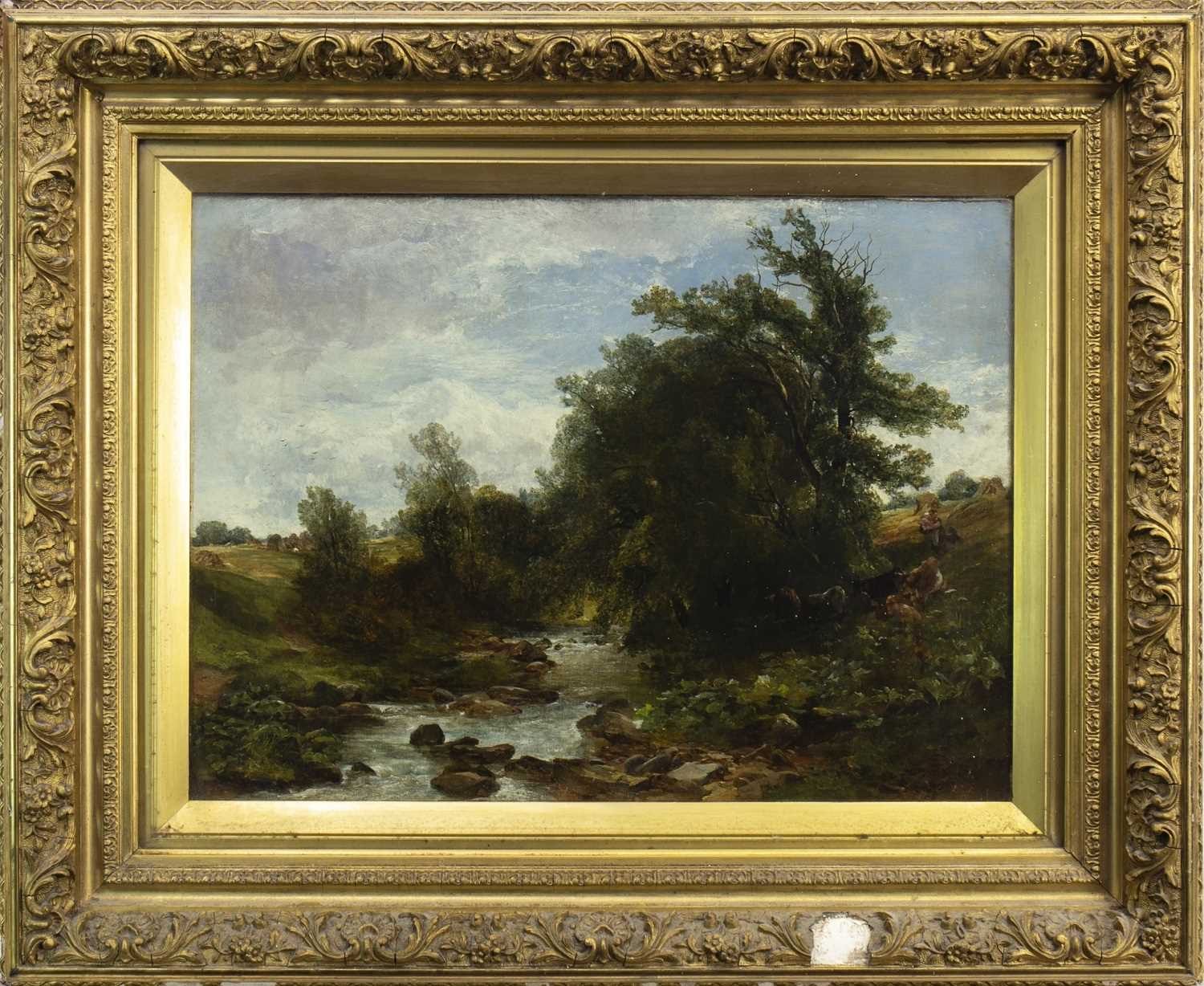 Lot 427 - ON THE WATER OF LEITH, AN OIL BY JOHN CRAWFORD WINTOUR