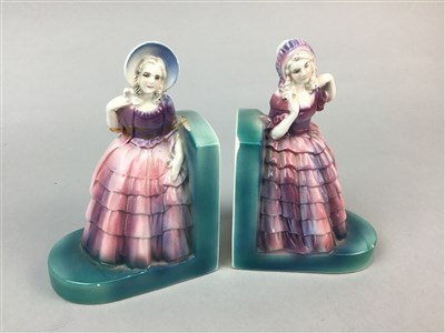 Lot 395 - A ROYAL DOULTON FIGURE AND A PAIR OF BOOKENDS