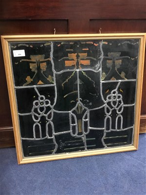Lot 406 - A STAINED GLASS PANEL
