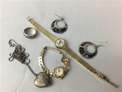Lot 408 - A LADY'S GOLD WATCH AND OTHER JEWELLERY