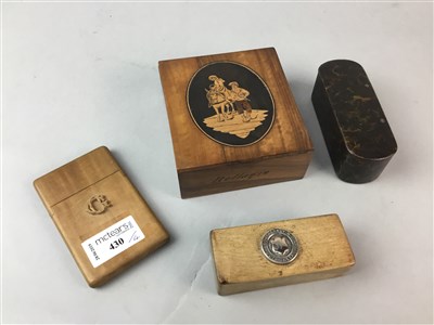 Lot 430 - A VICTORIAN WOODEN CARD CASE AND OTHER BOXES