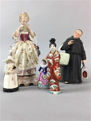 Lot 457 - A CONTINENTAL PORCELAIN FIGURE AND OTHERS