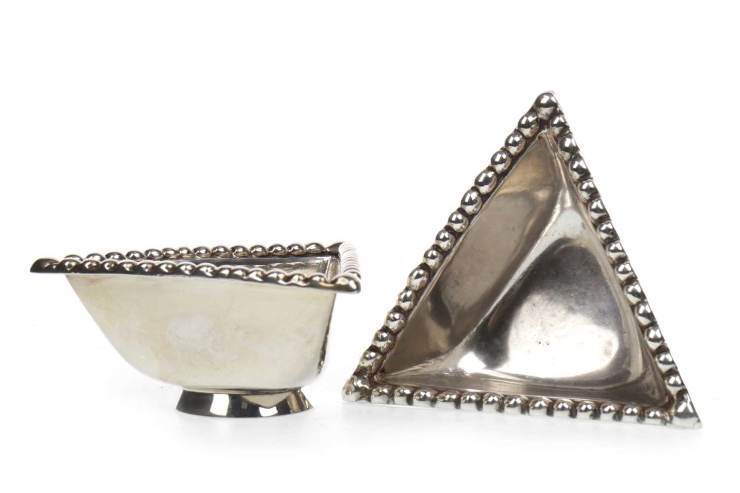 Lot 899 - A LOT OF TWO SILVER SALT DISHES MODELLED AFTER THE TRAPRAIN TREASURE
