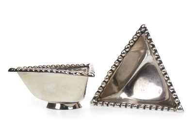Lot 899 - A LOT OF TWO SILVER SALT DISHES MODELLED AFTER THE TRAPRAIN TREASURE