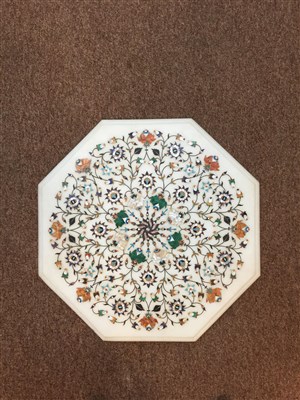 Lot 1173 - AN INDIAN MARBLE OCTAGONAL TABLE TOP