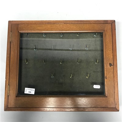 Lot 446 - A STAINED WOOD KEY CABINET