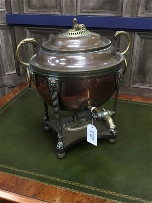 Lot 453 - AN EARLY VICTORIAN COPPER AND BRASS SAMOVAR