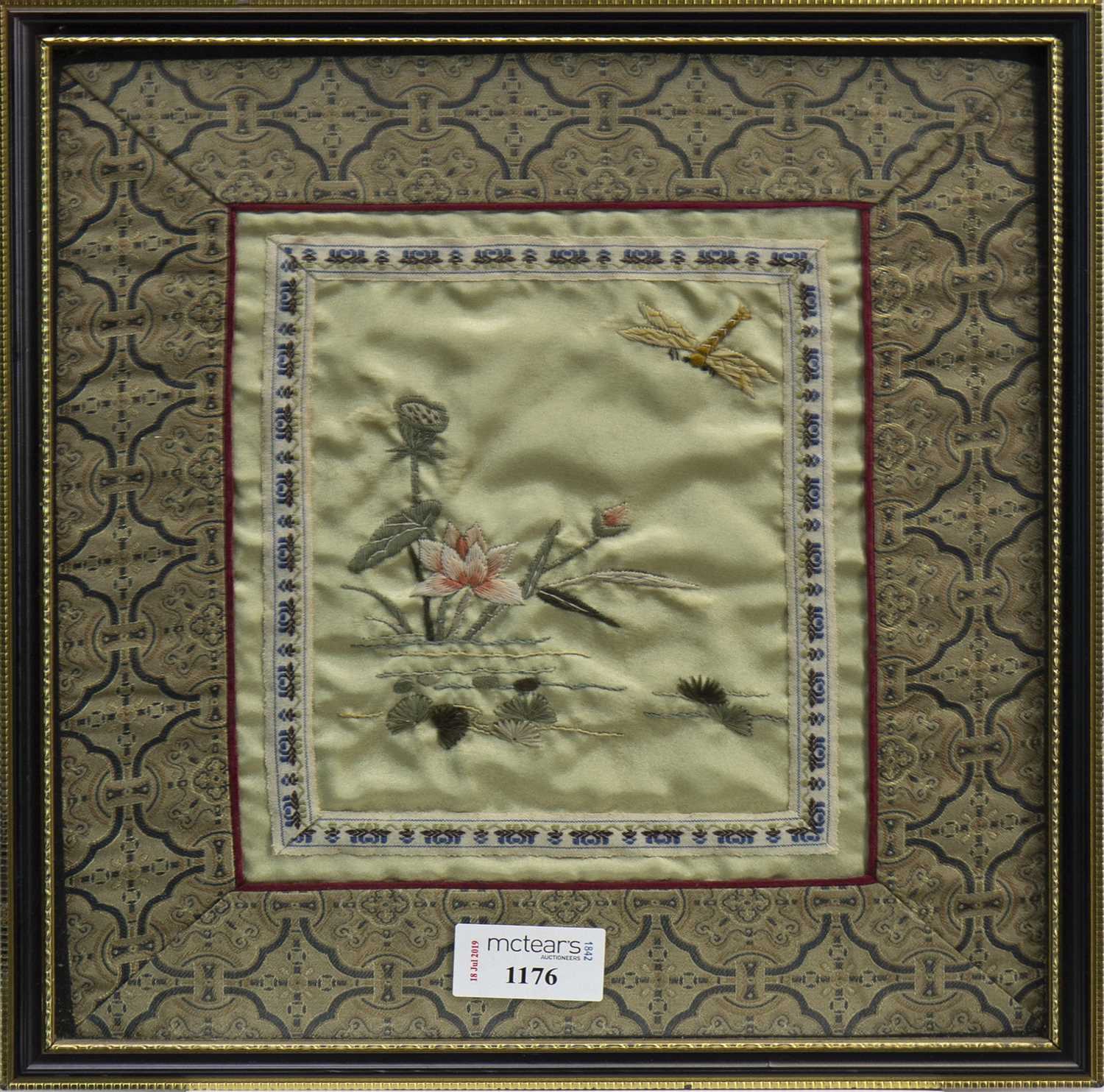 Lot 1176 - A LOT OF THREE CHINESE EMBROIDERED SILK PANELS