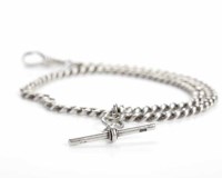 Lot 102 - STERLING SILVER CURB LINK ALBERT CHAIN each...