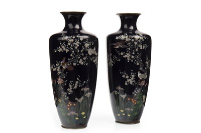 Lot 1179 - A PAIR OF EARLY 20TH CENTURY CHINESE CLOISONNE VASES