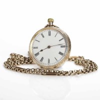 Lot 112 - FOURTEEN CARAT GOLD OPEN FACE FOB WATCH...