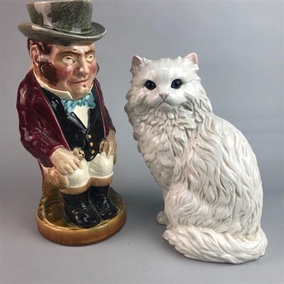 Lot 65 - A STAFFORDSHIRE FIGURE OF A CAT AND OTHER ITEMS