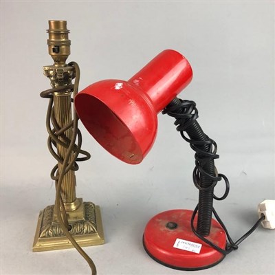 Lot 141 - A CARVED WOODEN ELEPHANT TABLE LAMP AND TWO OTHER LAMPS