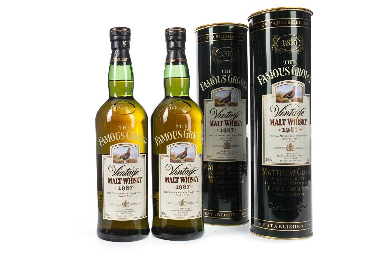 Lot 427 - TWO BOTTLES OF FAMOUS GROUSE 1987 AGED 12 YEARS