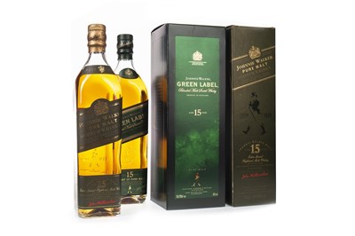 Lot 428 - TWO BOTTLES OF JOHNNIE WALKER GREEN LABEL AGED 15 YEARS