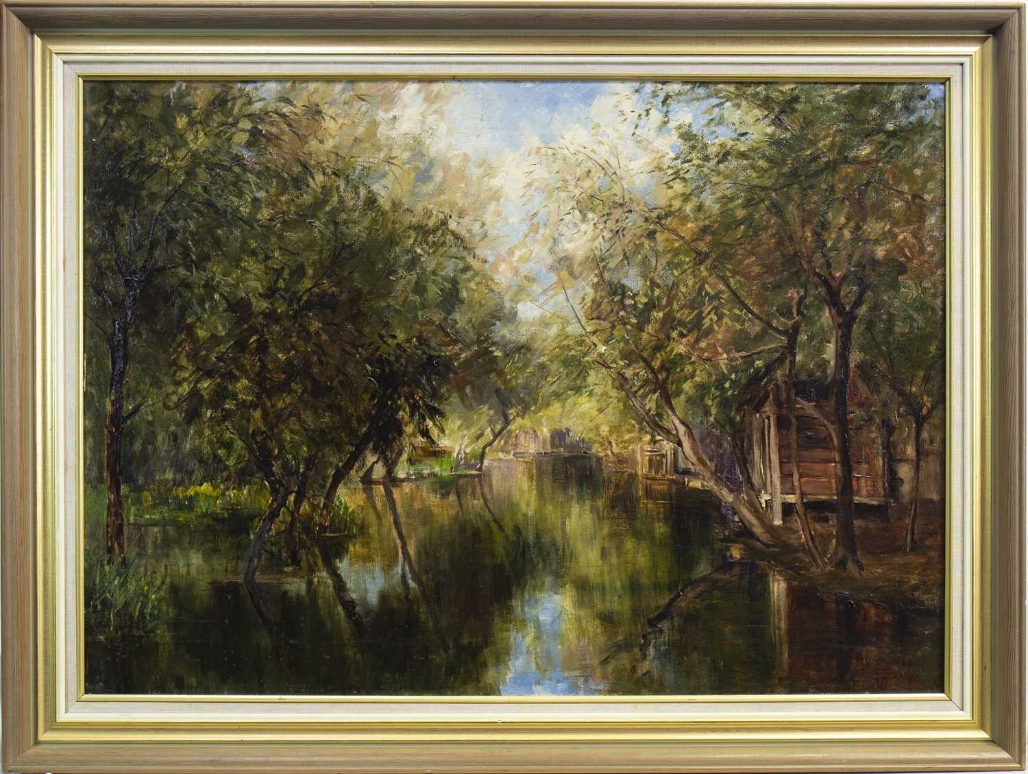Lot 472 - AT THE DAL LAKE, KASHMIR, AN OIL BY ADA MARY BARCLAY