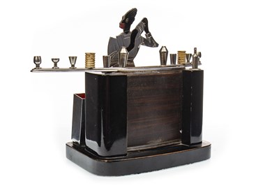 Lot 1691 - A RONSON ART DECO TABLE LIGHTER IN THE FORM OF A COCKTAIL BAR