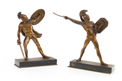 Lot 1693 - A PAIR OF 20TH CENTURY GRAND TOUR STYLE BRONZE FIGURES