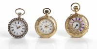 Lot 122 - THREE LADY'S VICTORIAN FOB WATCHES comprising...