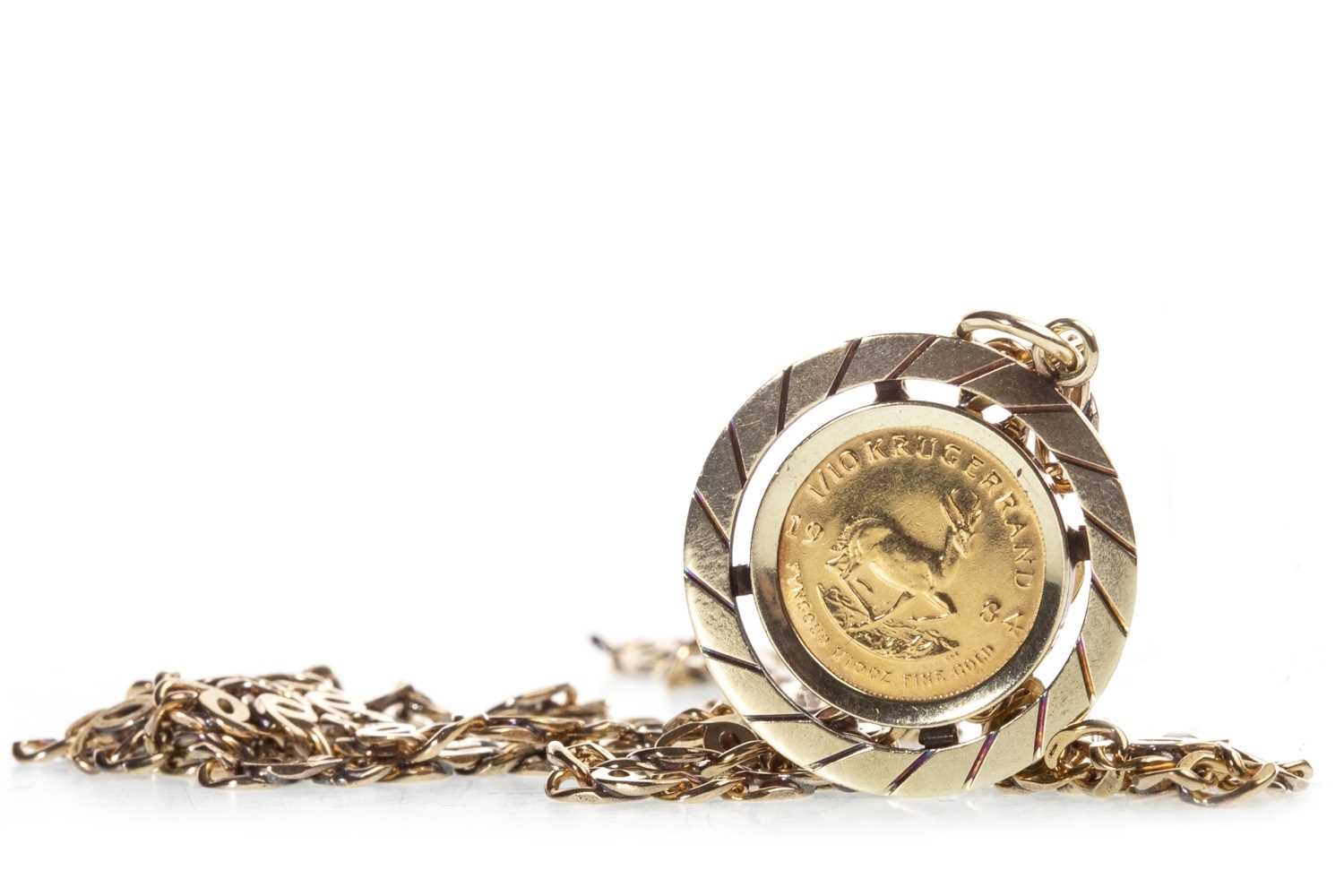 Lot 540 - 1/10 OZ KRUGERRAND IN PENDANT ON CHAIN