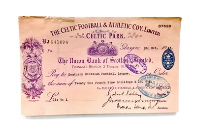 Lot 1830 - A LOT OF FOUR CELTIC FOOTBALL & ATHLETIC COY. LIMITED CHEQUES