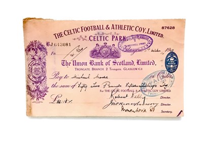 Lot 1830 - A LOT OF FOUR CELTIC FOOTBALL & ATHLETIC COY. LIMITED CHEQUES