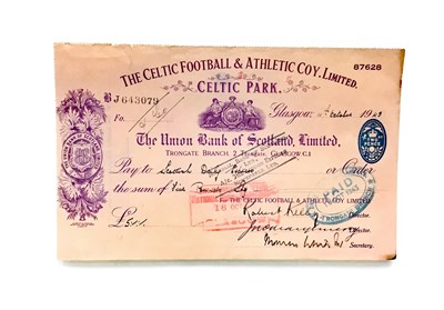 Lot 1990 - A CELTIC FOOTBALL & ATHLETIC COY. LIMITED CHEQUE