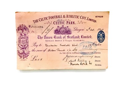 Lot 52 - A LOT OF FOUR CELTIC FOOTBALL & ATHLETIC COY. LIMITED CHEQUES
