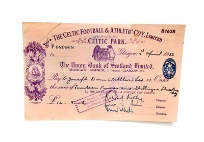 Lot 1995 - A CELTIC FOOTBALL & ATHLETIC COY. LIMITED CHEQUE