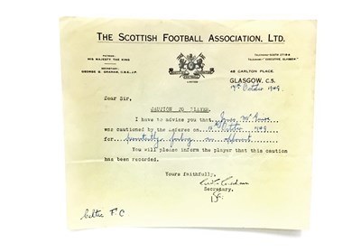 Lot 50 - A LOT OF THREE SCOTTISH FOOTBALL ASSOCIATION LTD. CAUTIONS ISSUED TO JAMES MCQUIRE