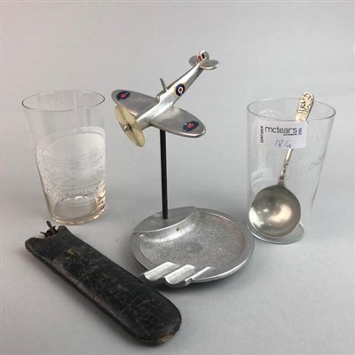 Lot 18 - THE SCOTTISH INDUSTRIAL SPORTS ASSOCIATION TROPHY, DRINKING GLASSES AND AN ASHTRAY