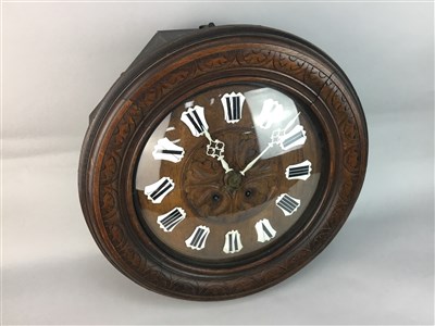 Lot 57 - A FRENCH STAINED OAK FARMHOUSE CLOCK