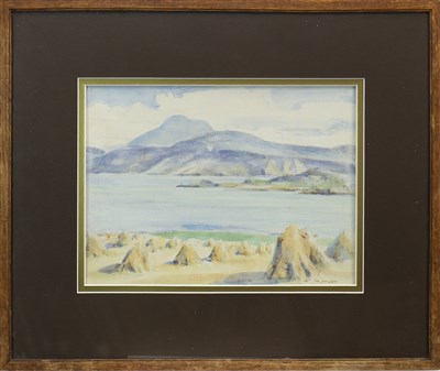 Lot 499 - HARVEST TIME, IONA, A WATERCOLOUR BY WILLIAM MERVYN GLASS