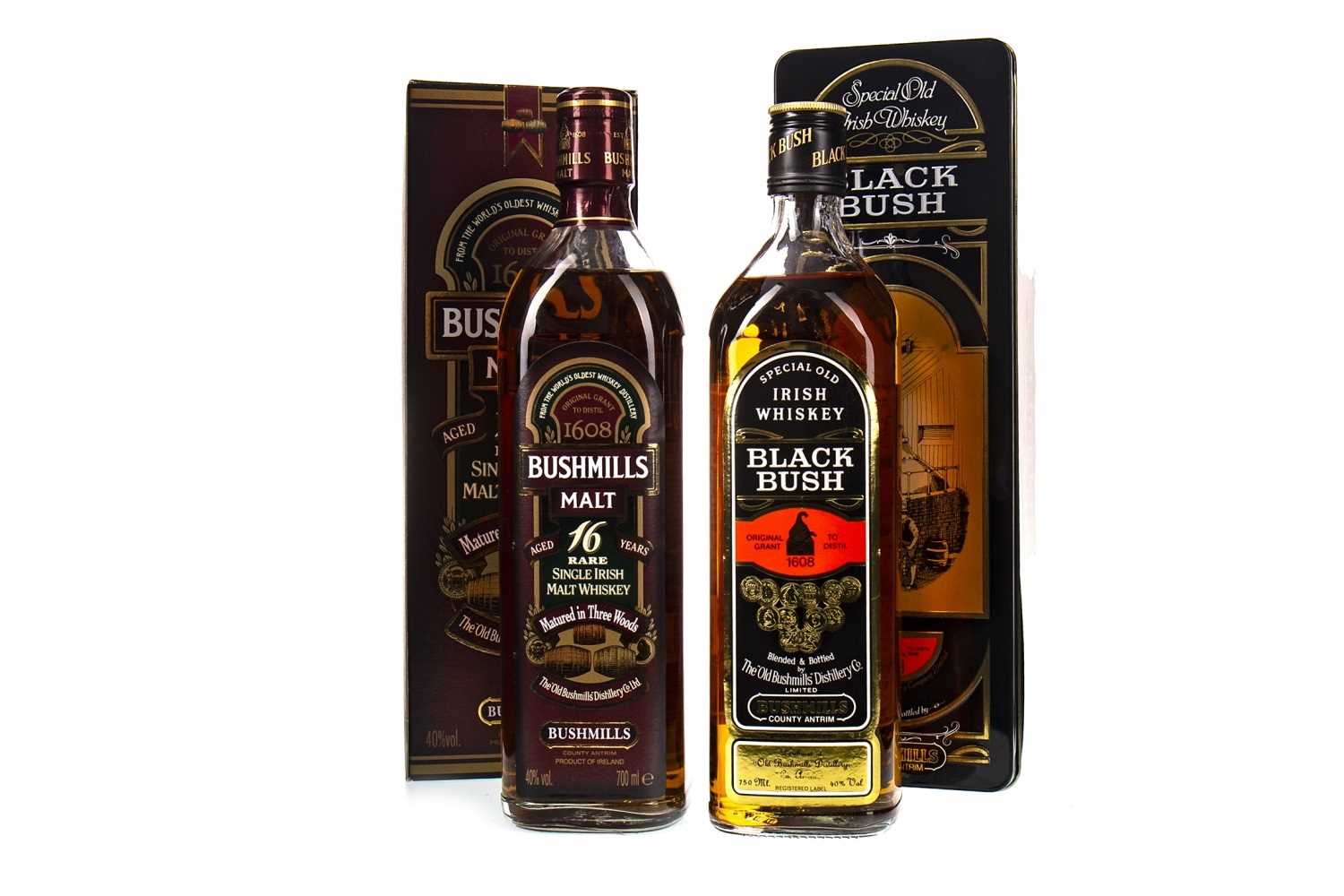 Lot 436 - BUSHMILL'S AGED 16 YEARS AND BLACK BUSH