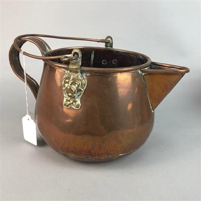 Lot 49 - A SET OF THREE GRADUATED COPPER POTS AND ANOTHER