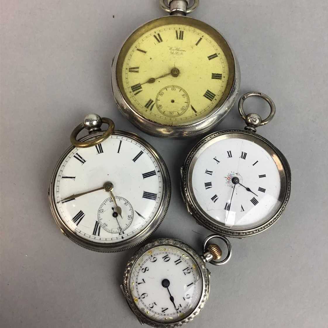 Lot 24 - A SILVER CASED KEYWIND POCKET WATCH and THREE OTHERS
