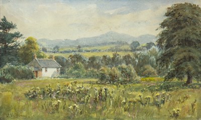 Lot 507 - COTTAGE IN A CLEARING, A WATERCOLOUR BY JOHN VALENTINE