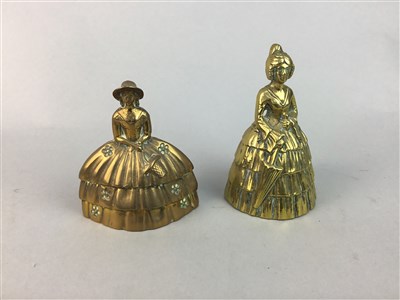 Lot 213 - TWO BRASS BELLS AND FOUR FIGURES OF HERONS